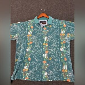 Vintage Teal Graphic Polo Shirt North River brand size Large